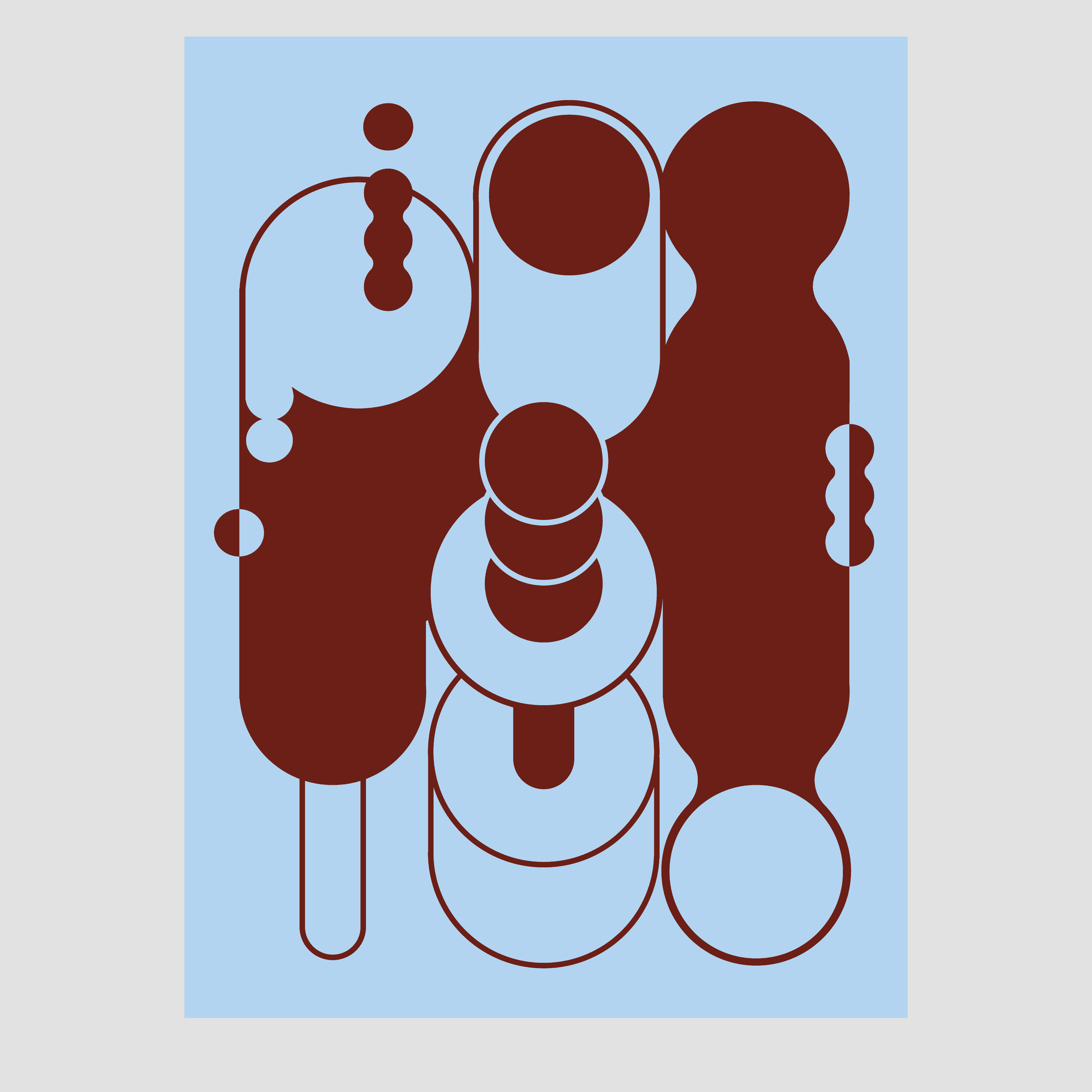 Graphic pattern design for MY TONE in sky blue and wine red.