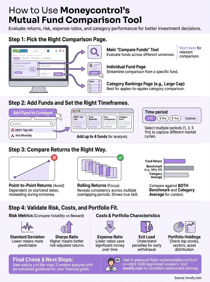 moneycontrol mutual fund comparison infographic