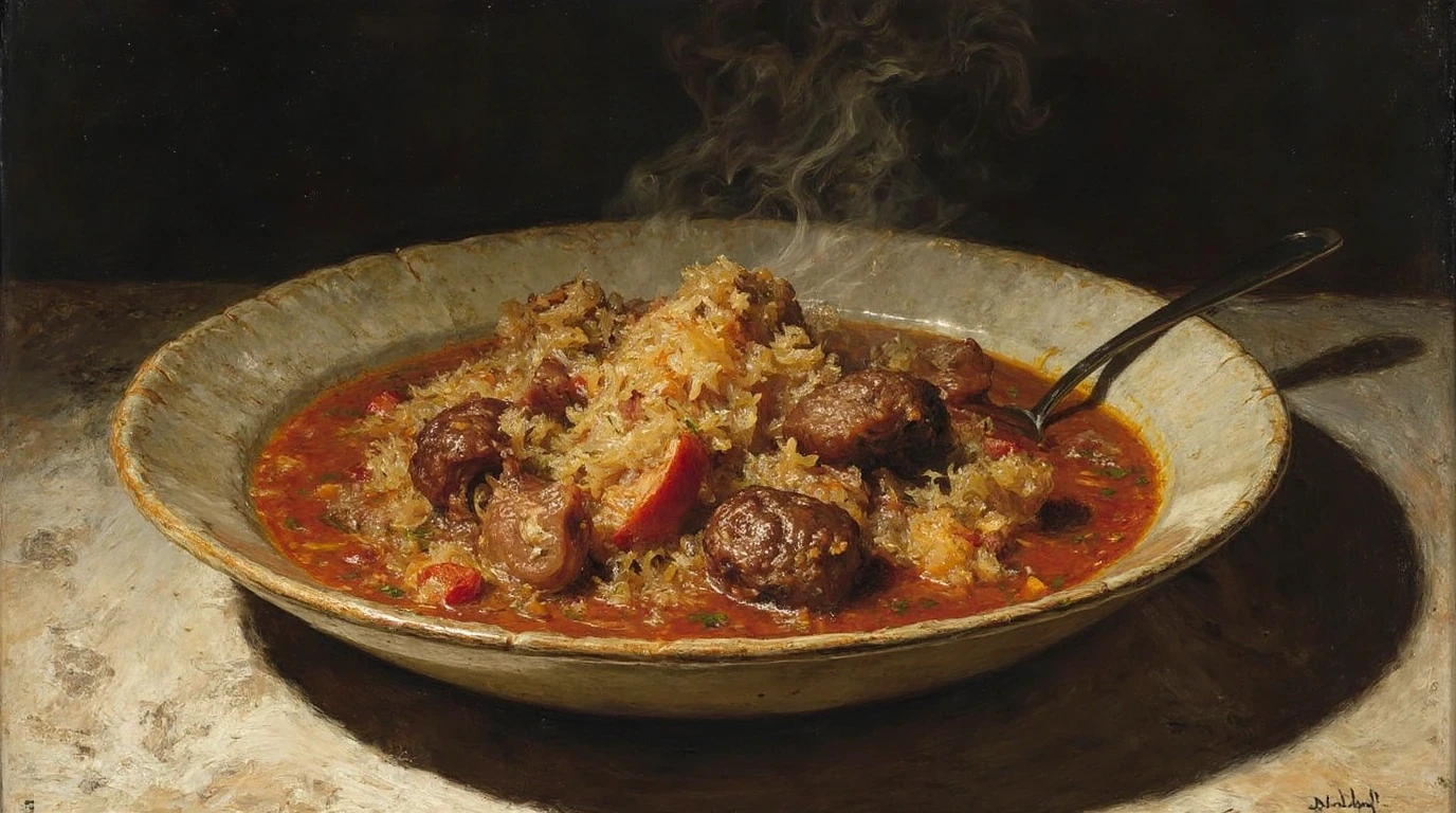 Bigos - danie na talerzu.