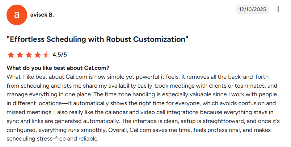 Avisek’s review of Cal.com