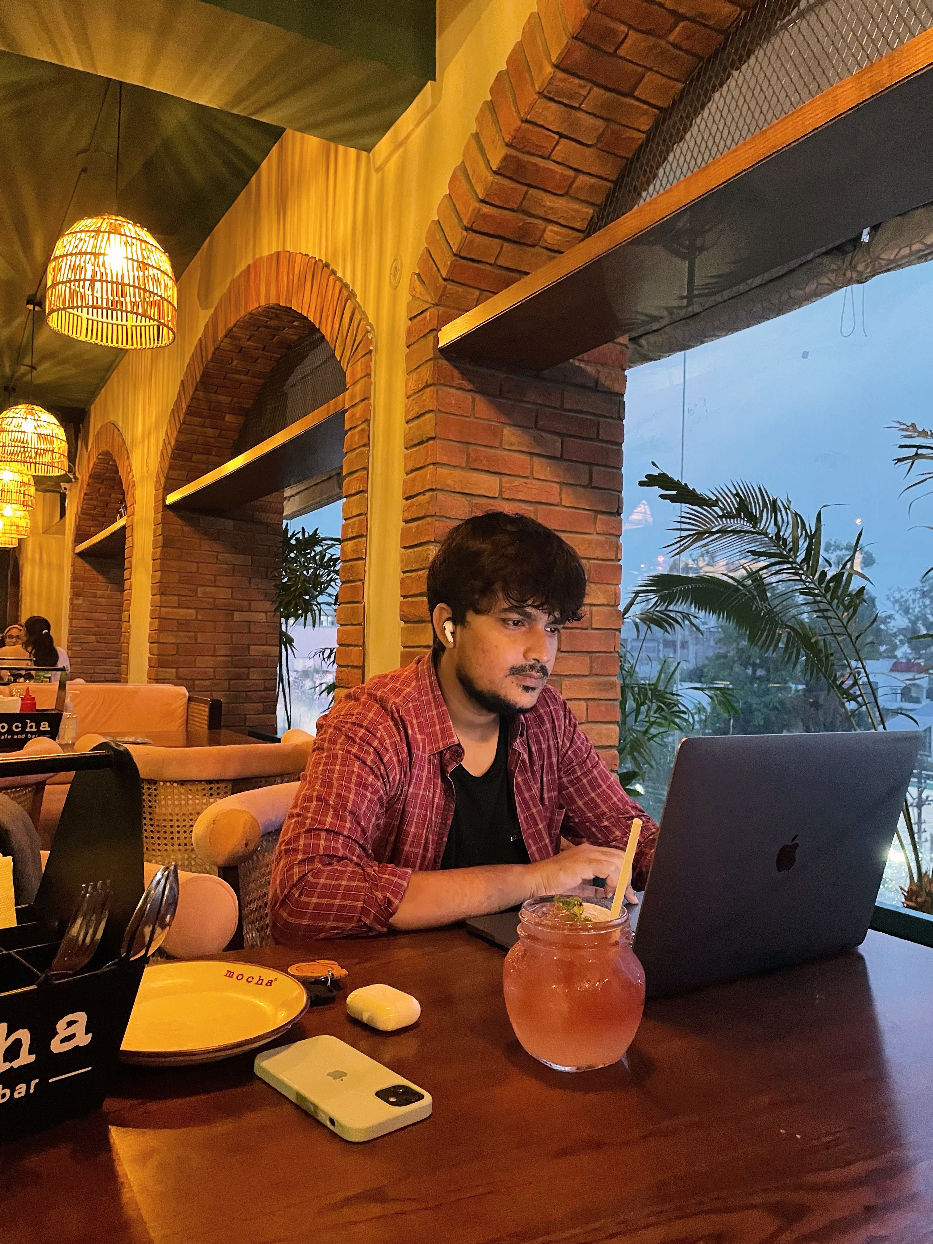 Portrait of portfolio creator – back view