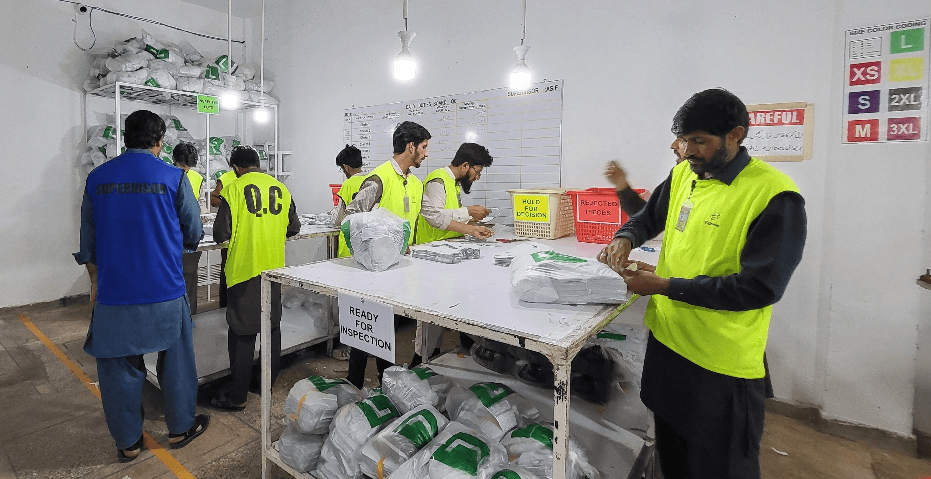 Inside of Pakistani garments factory for Sughran Trading