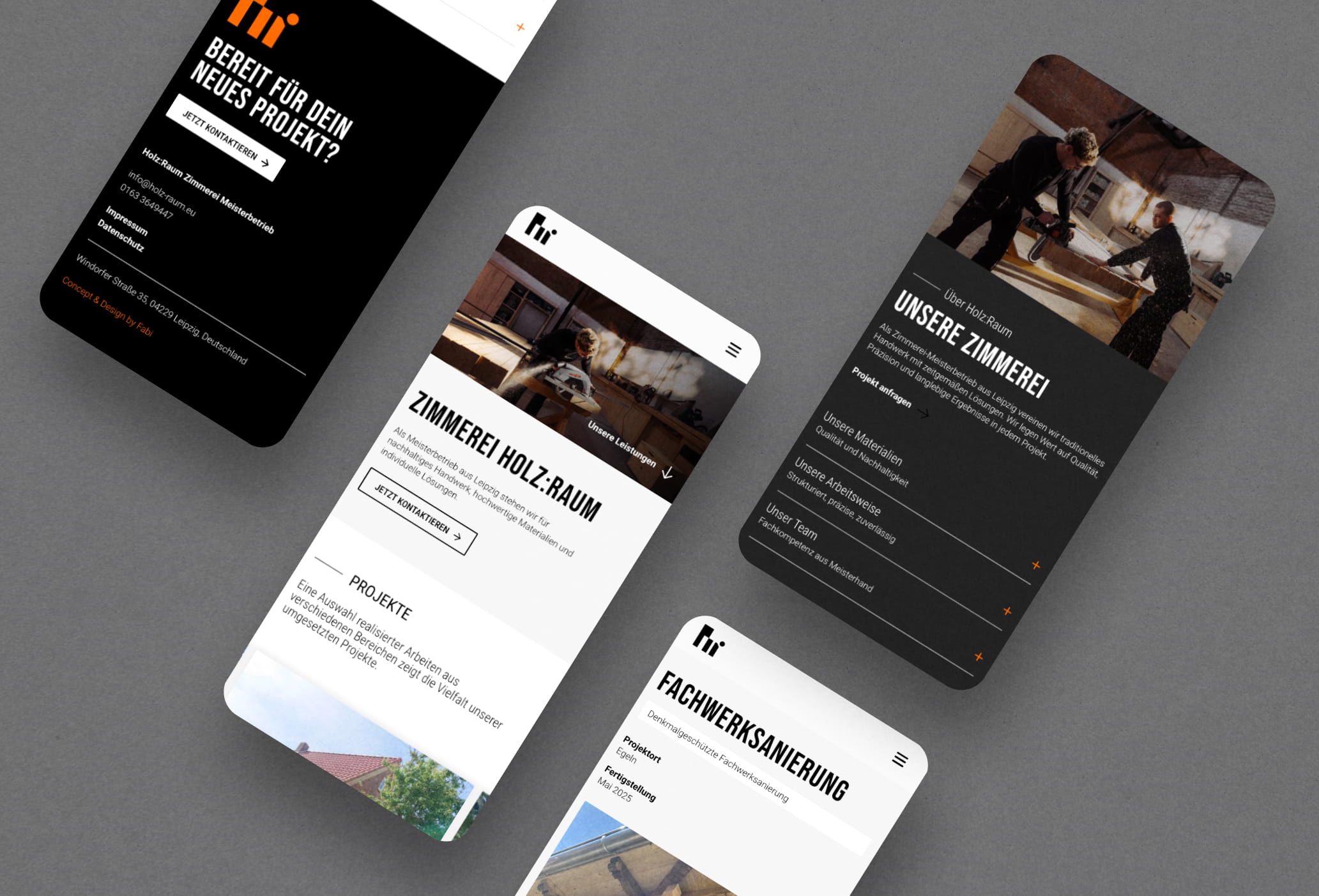 Zimmerei Holz:Raum Website Screens