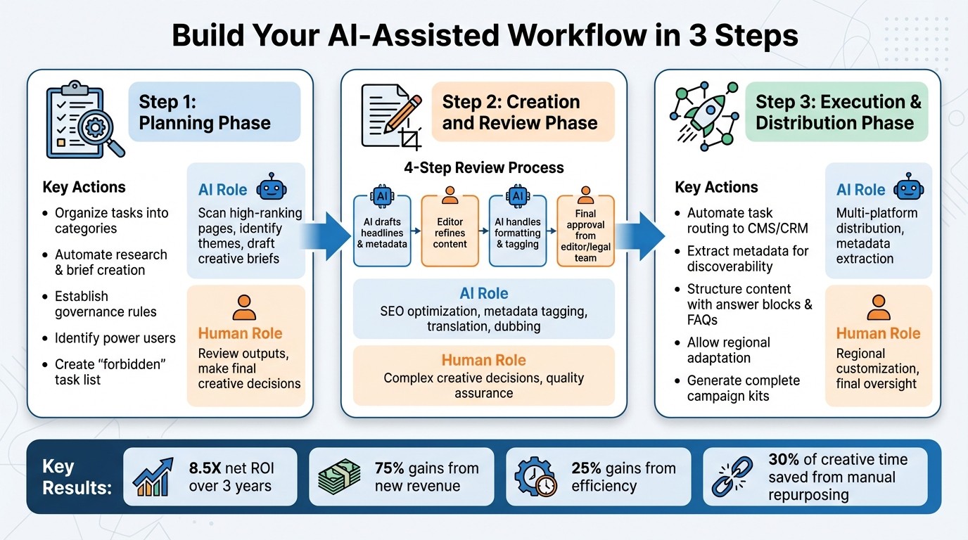 3-Step AI-Assisted Content Workflow for Media Teams
