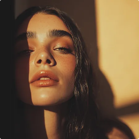 Close portrait in warm directional light
