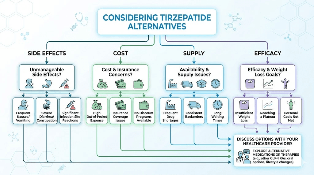 Tirzepatide alternative decision flowchart for choosing the right option
