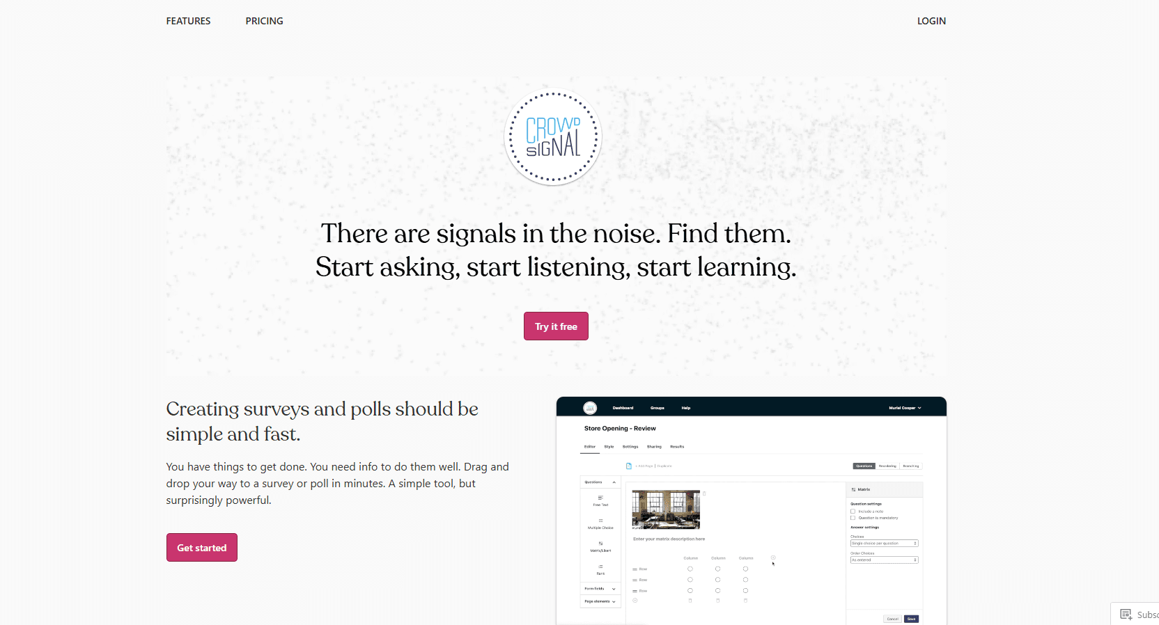 Crowdsignal homepage