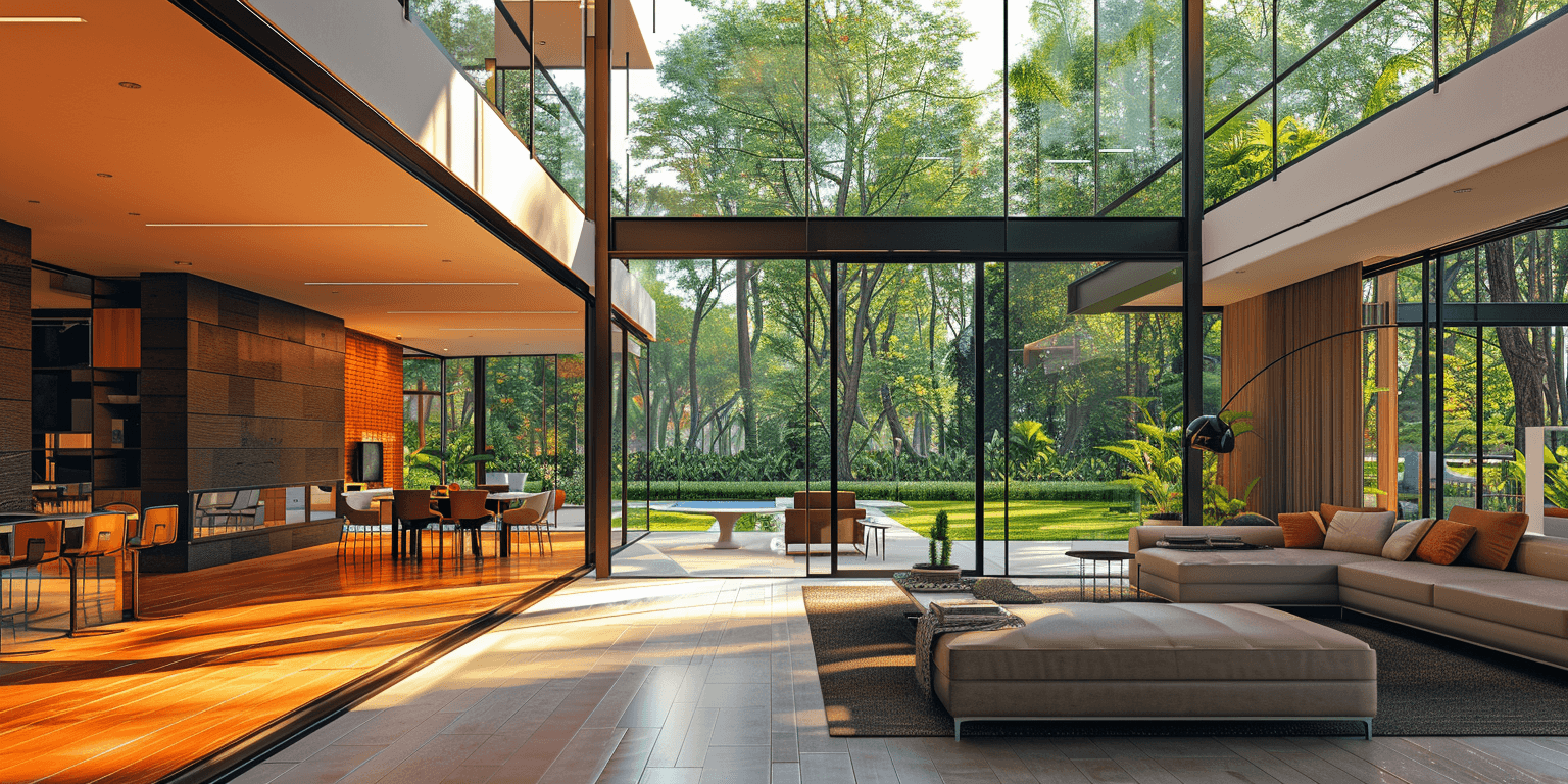 Modern interior with large windows