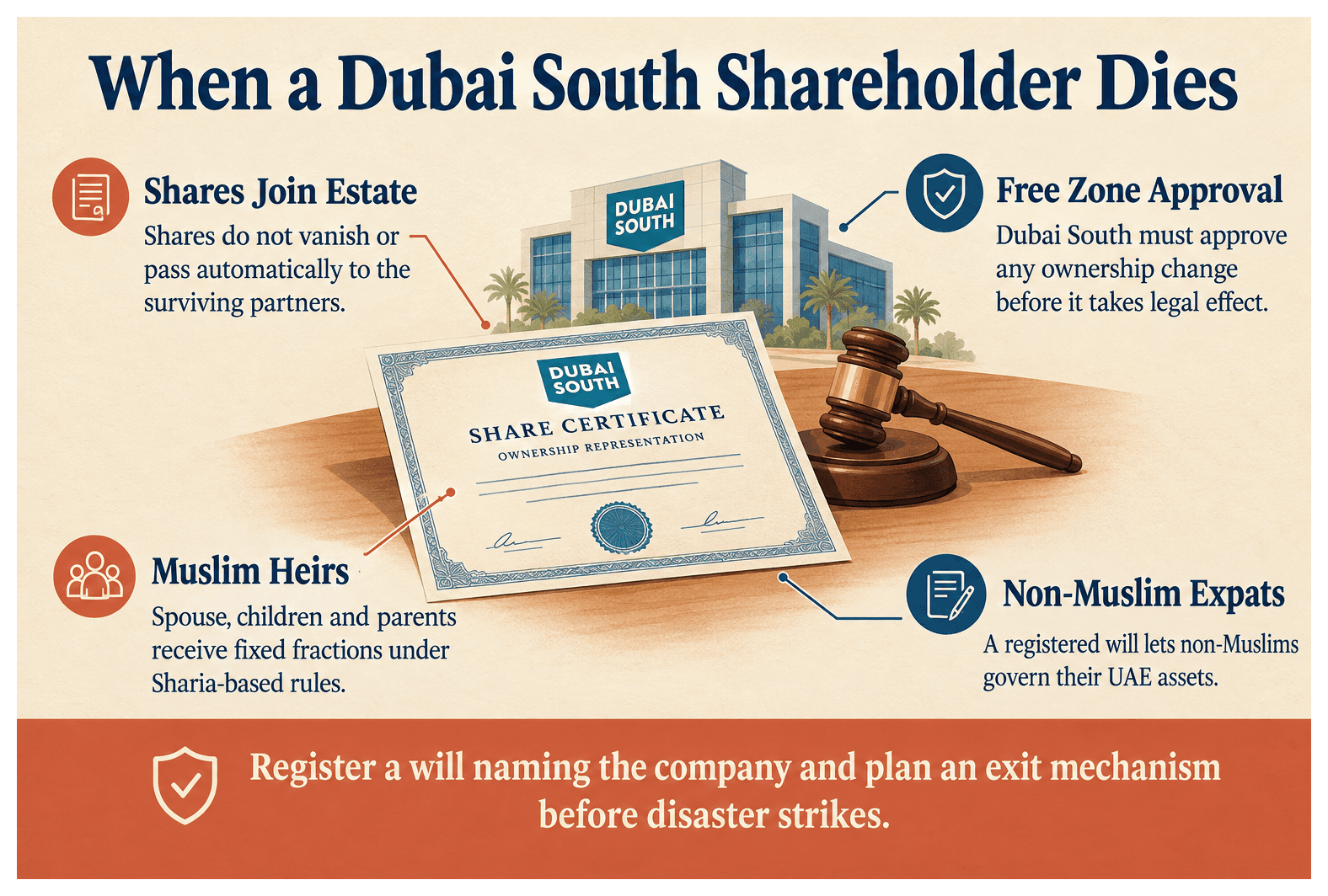 Infographic: What Happens to Shares When a Dubai South Shareholder Dies