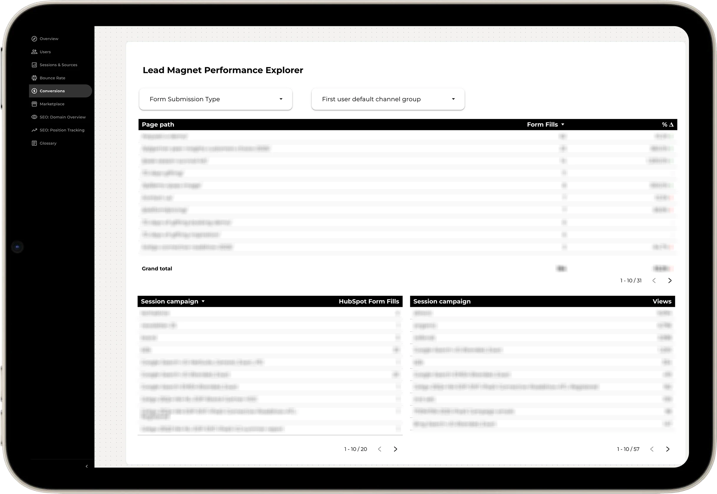 Dashboard: Lead Magnet Explorer
