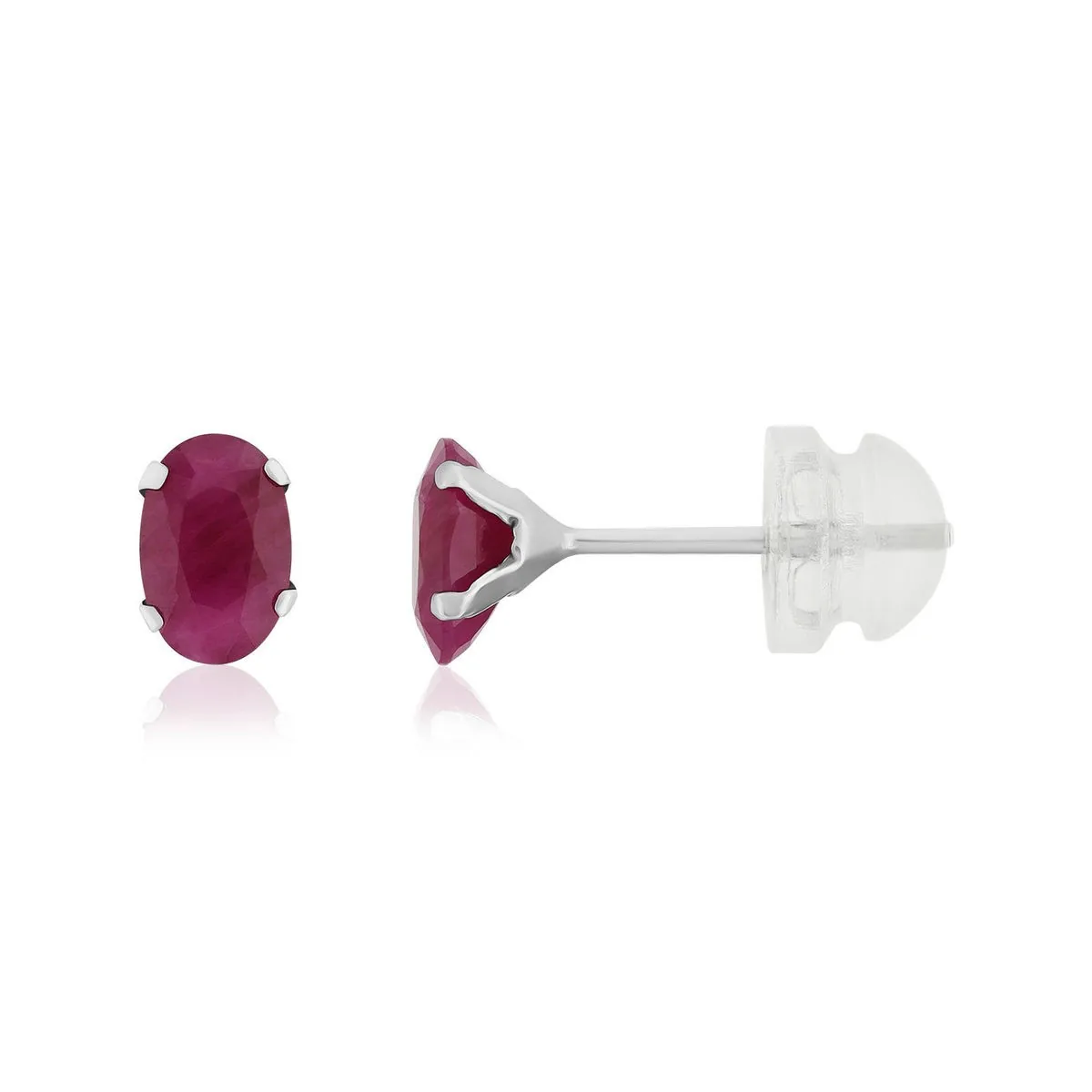 Boucles d'oreilles en or blanc 375 sertie de rubis