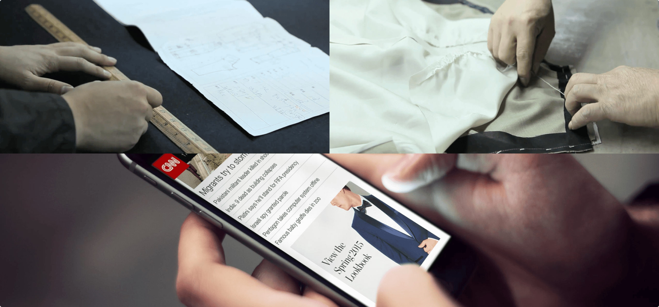 Scenes of Blank Label suit construction process.