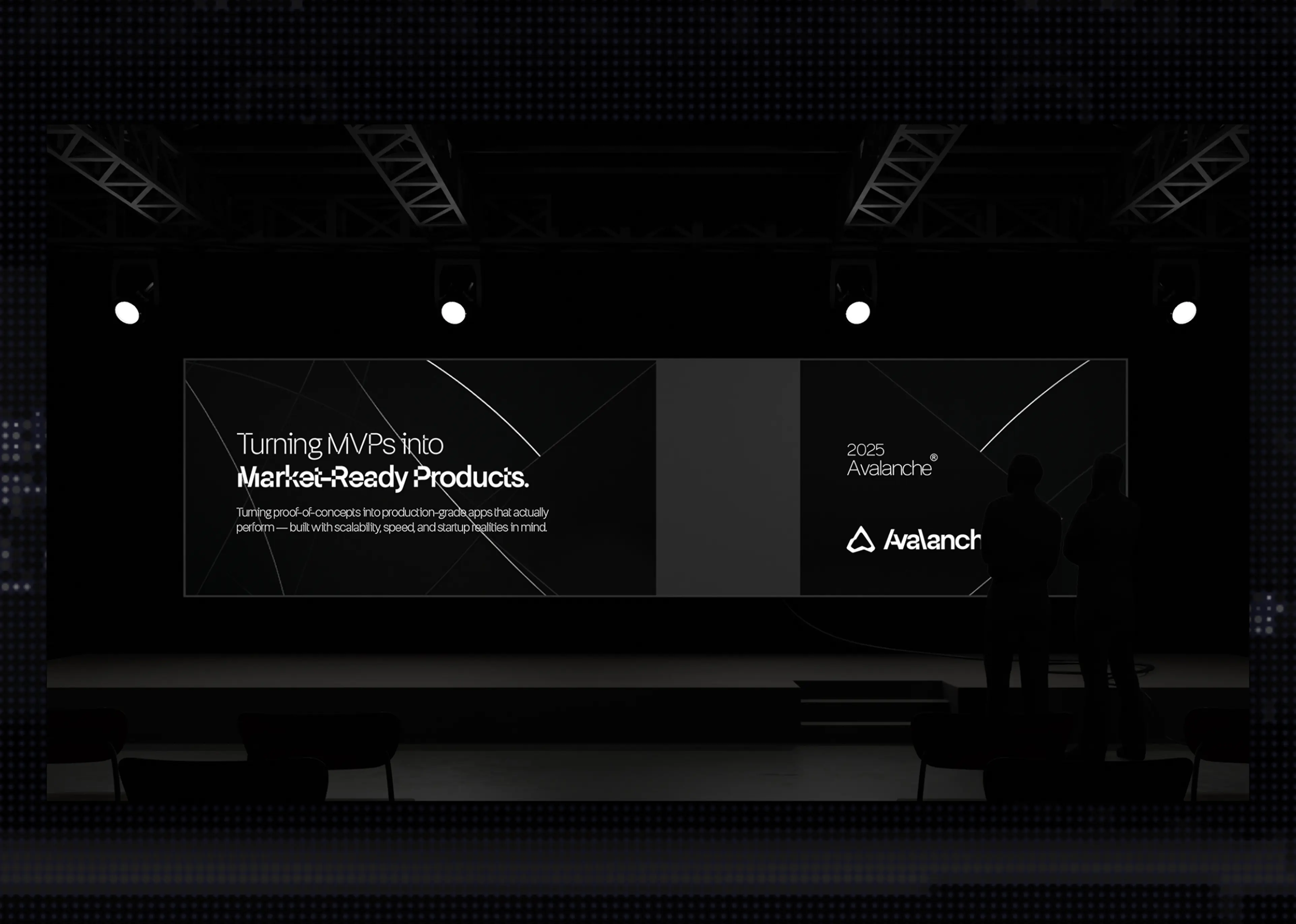 Avalanche Tech brand applications — business cards and stationery mockups