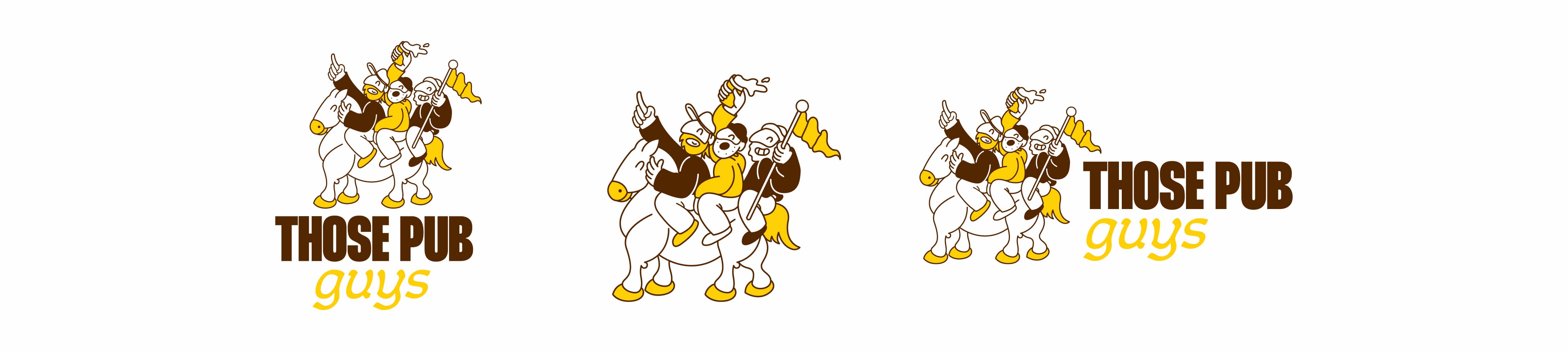 Those Pub Guys logo suite collection in yellow, brown & white.