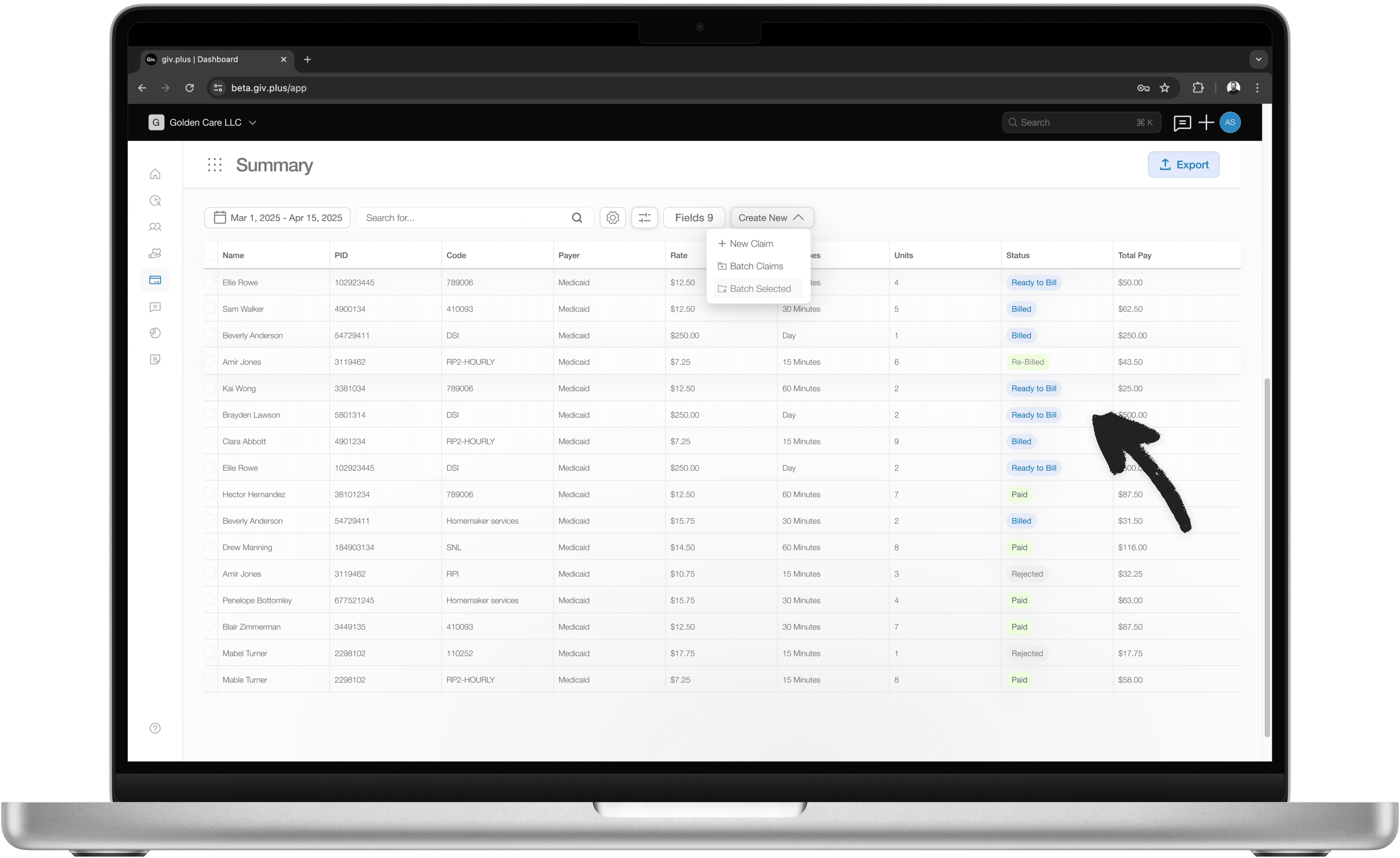 Giv billing software.