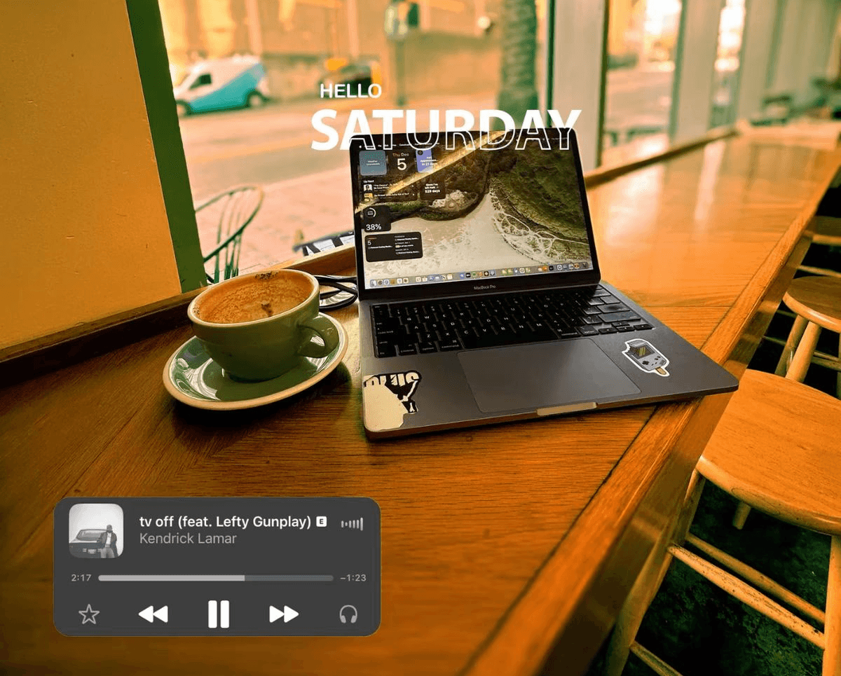 laptop with coffee