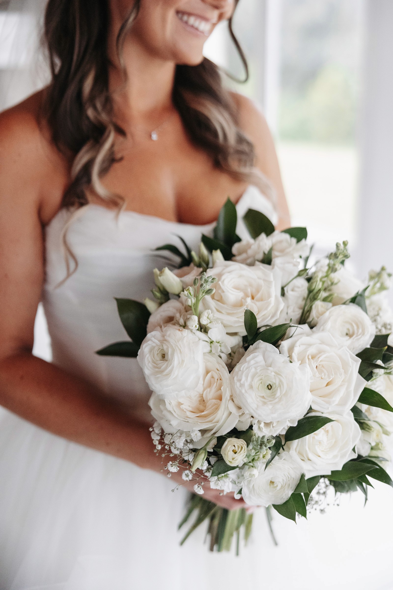 Bride with white bouquet