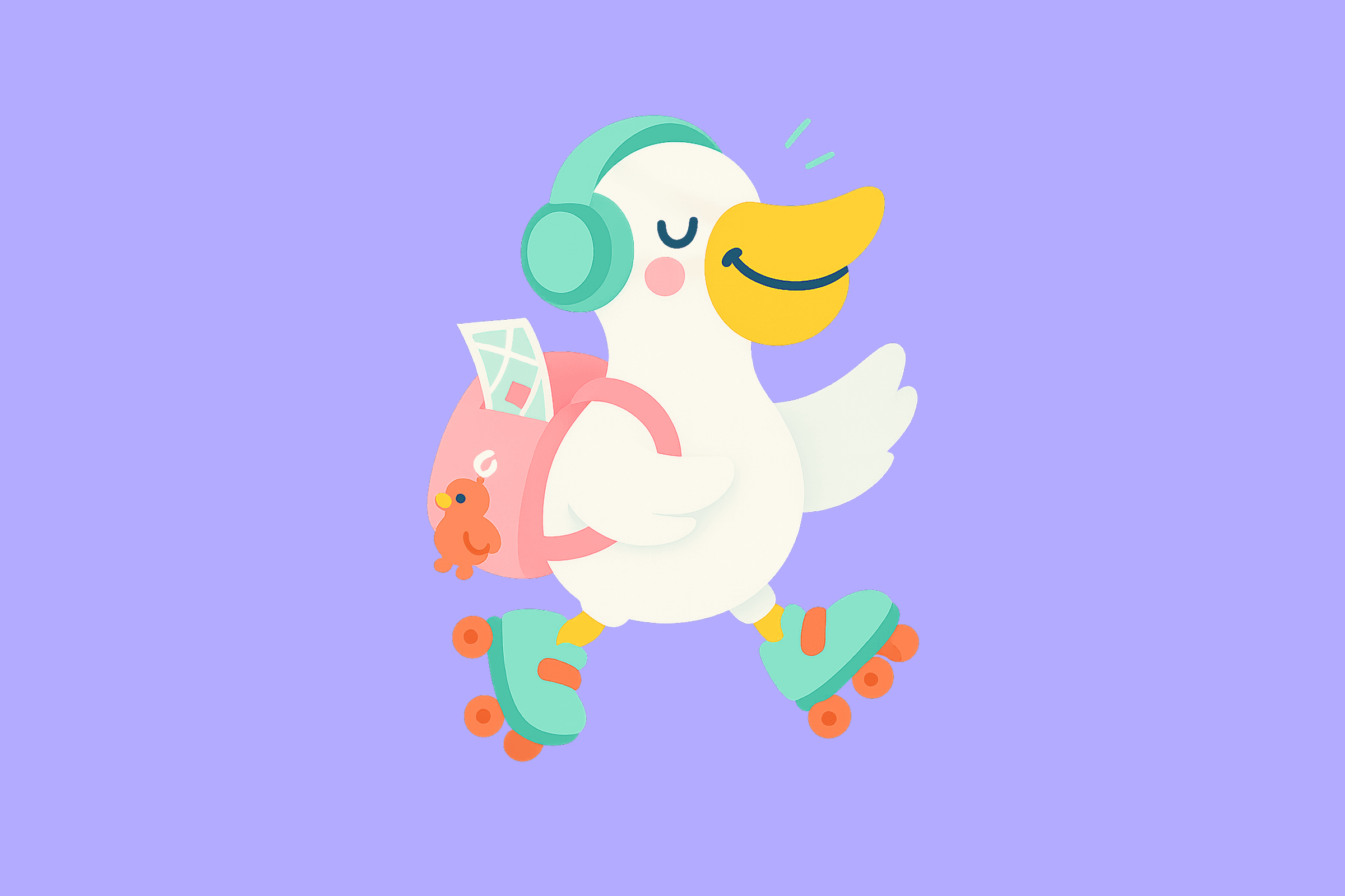 Flappy smiling on a cloud with sparkles and hearts