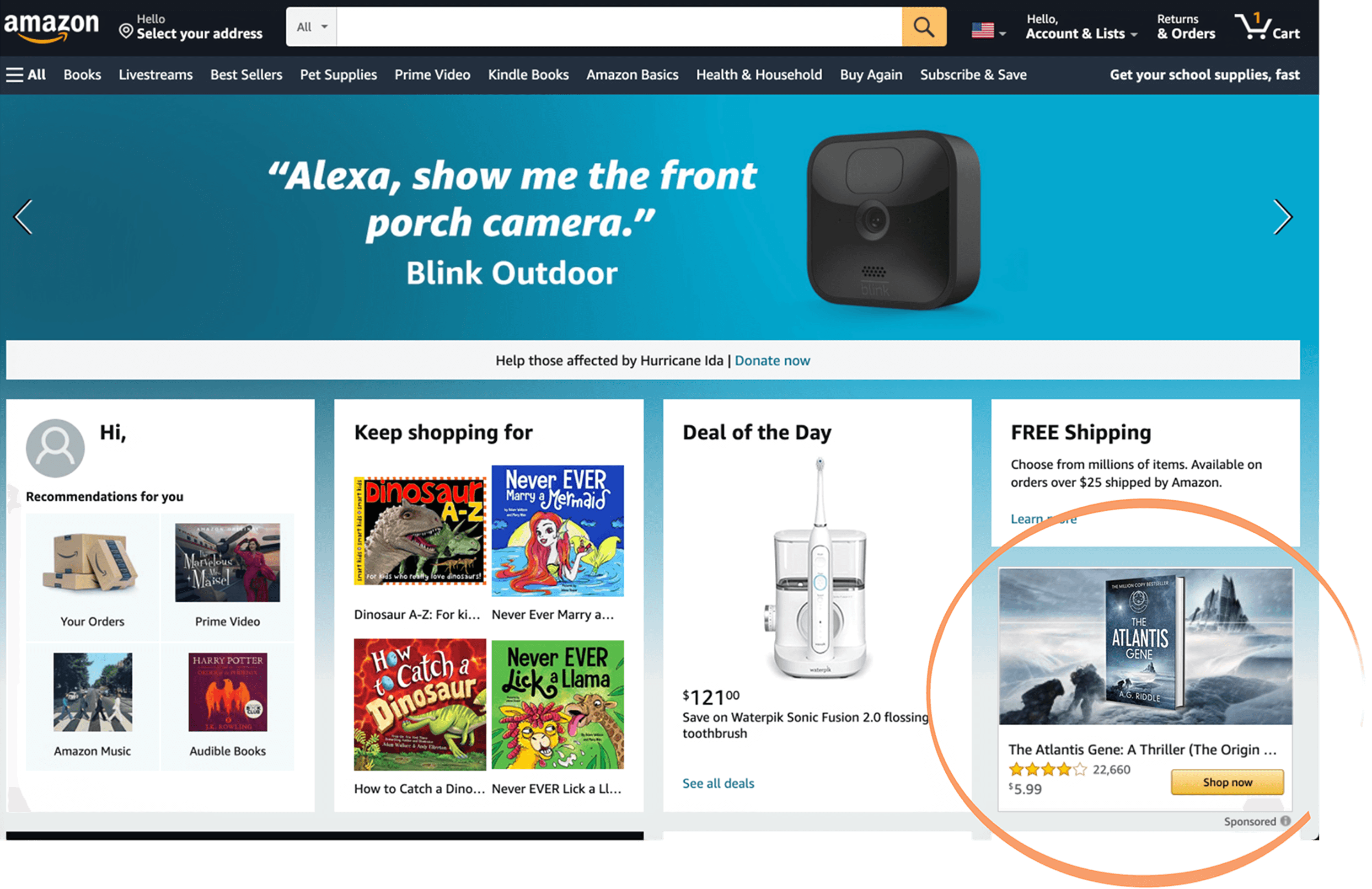 SD on Amazon's homepage