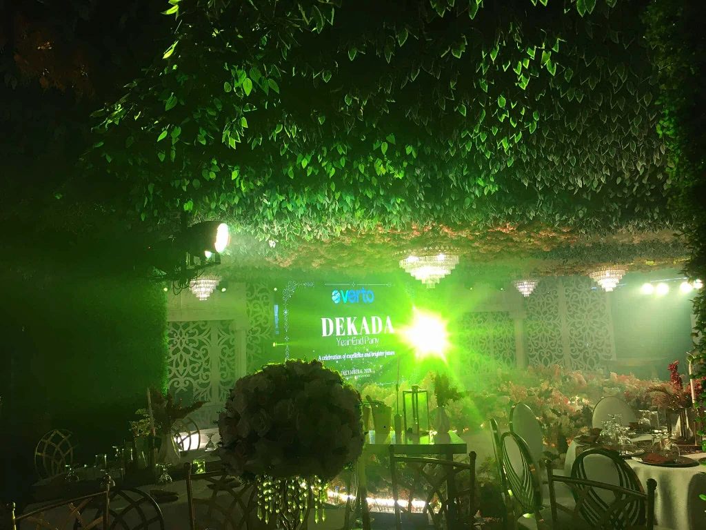 Corporate awards night staging in golden light at Pandora Hall, Stalla Suites Events Place