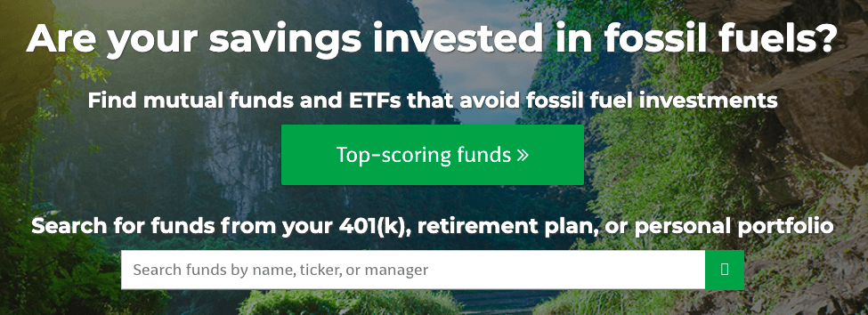 A screenshot of fossilfreefunds.org