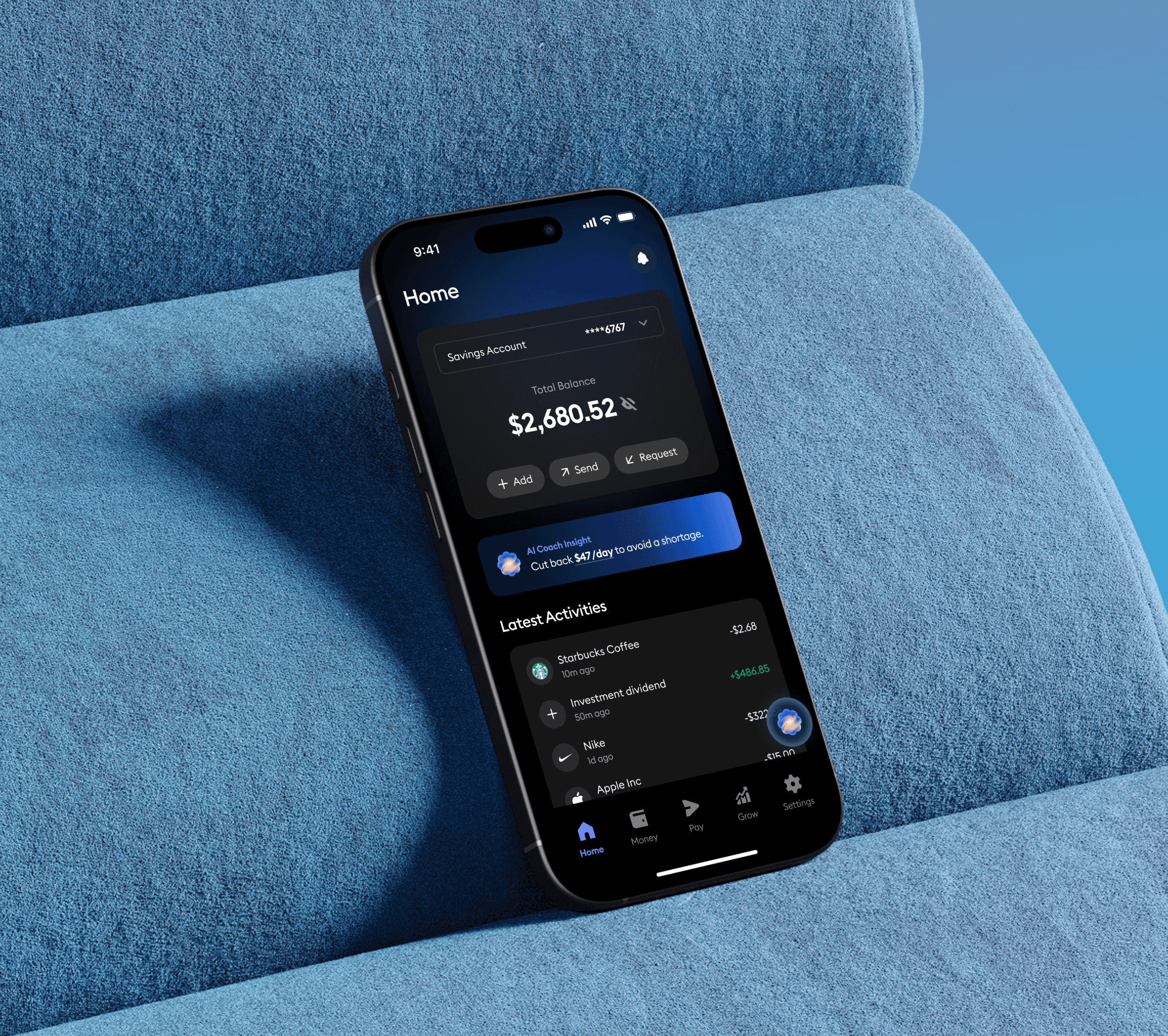 An iPhone 15 displaying a Web3.0 learning app