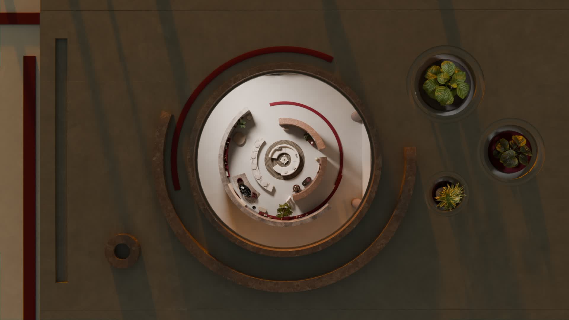 top view of a minimalist living room