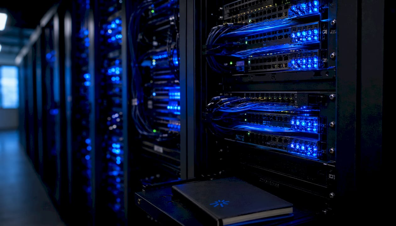 Server racks aggregating cross-venue market data