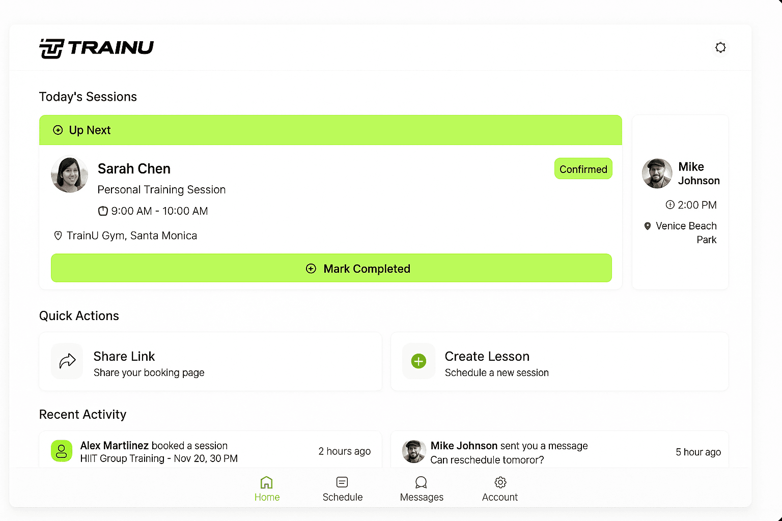 Clario dashboard showing balance, daily spending limit, savings plans, and real-time expense tracking in a modern interface.