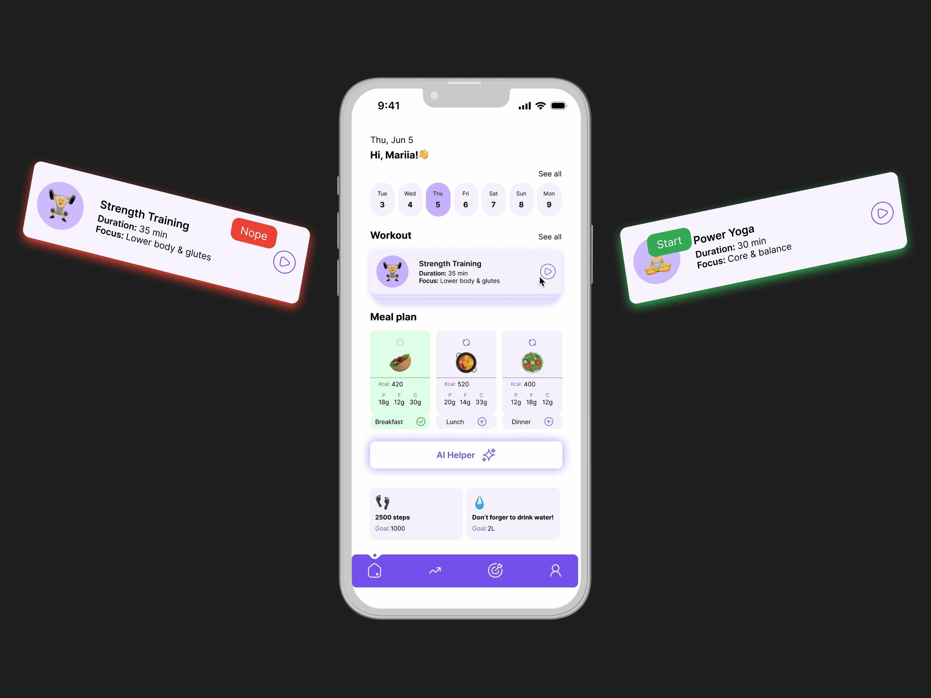 Tinder-like workouts