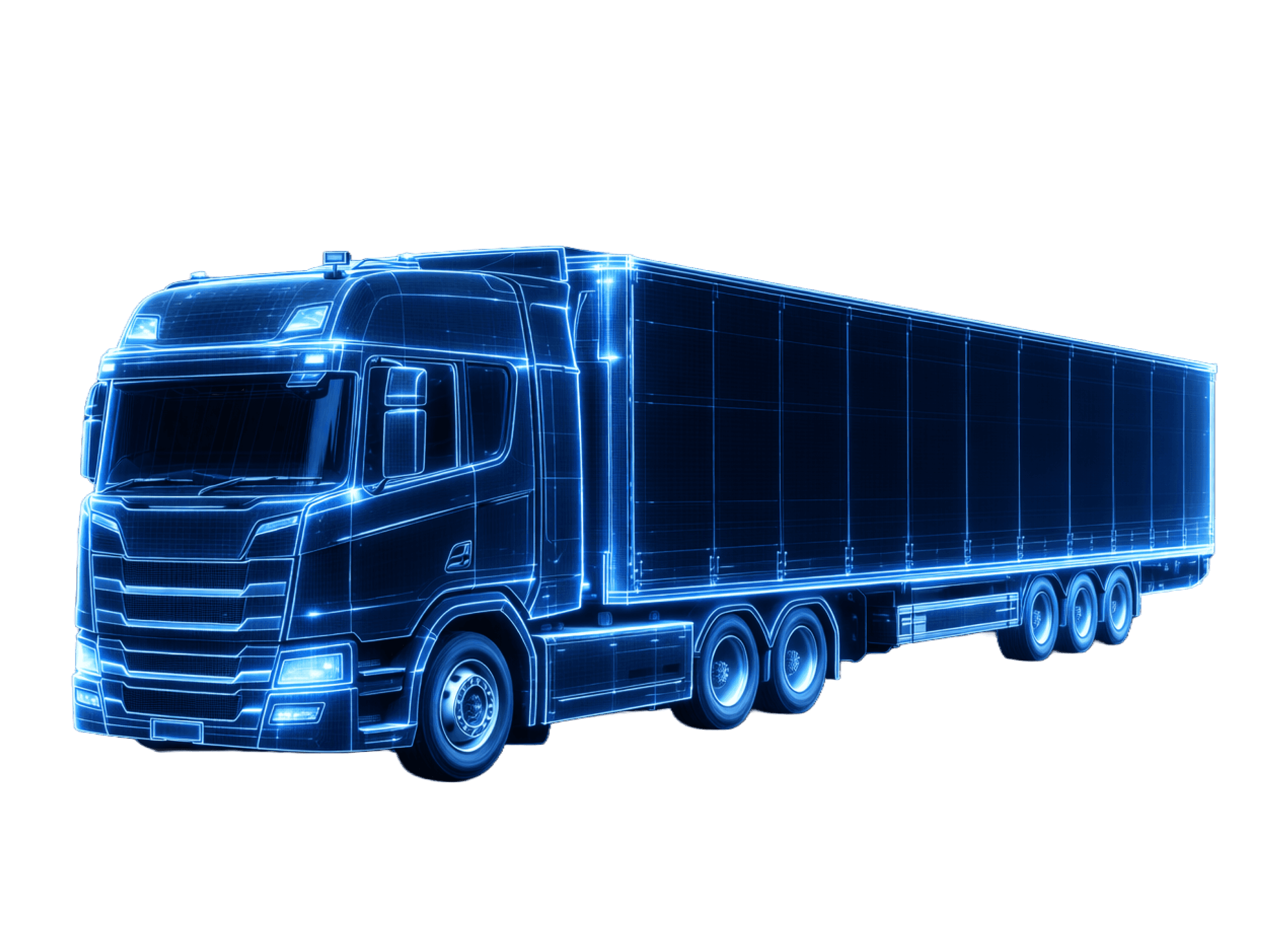 A simple blue illustration of a truck, viewed from the side with a clear outline and minimal details.