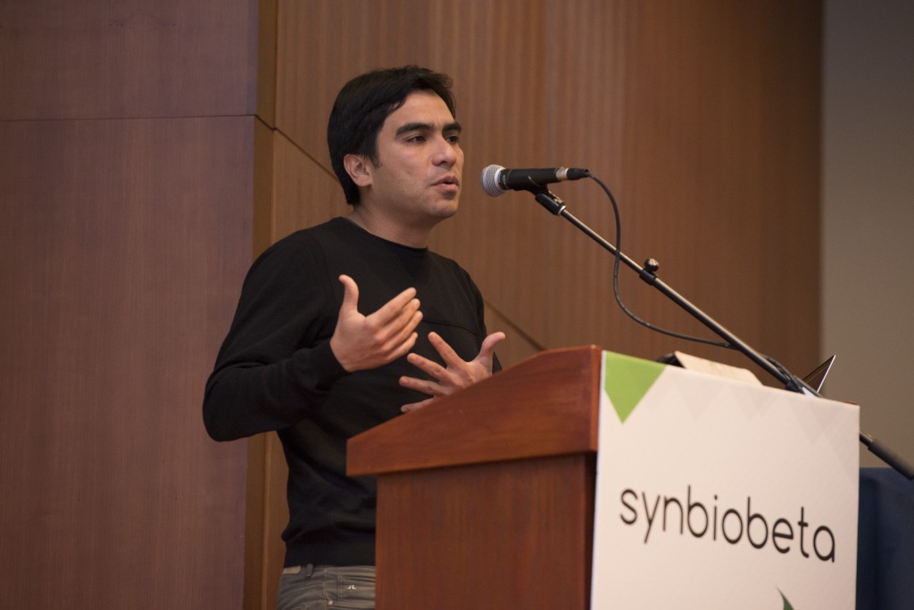 Carlos Olguin speaking at SynBioBeta San Francisco 2014