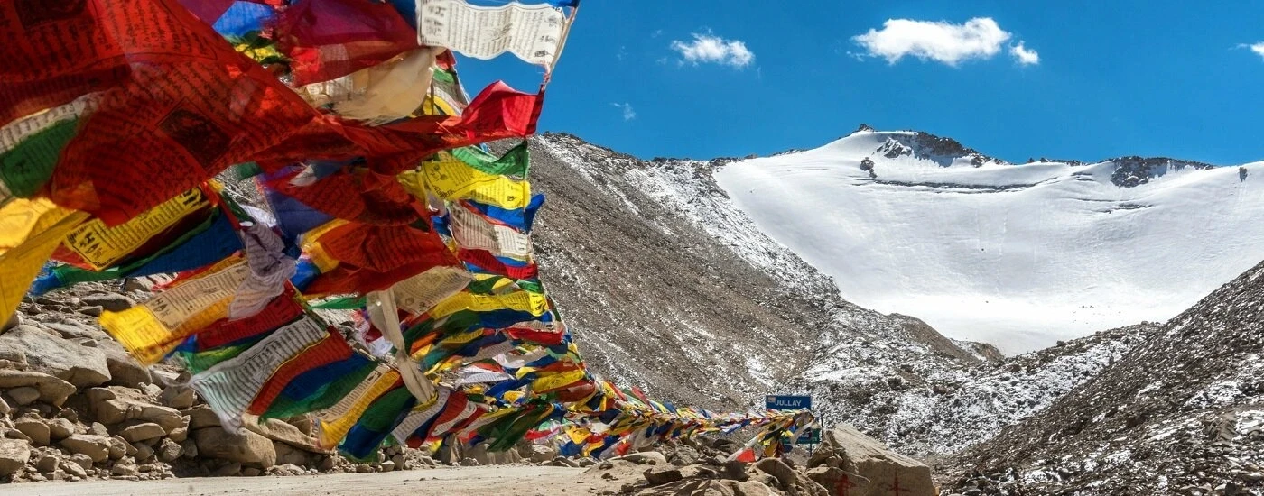 Prayer flags at mountain pass