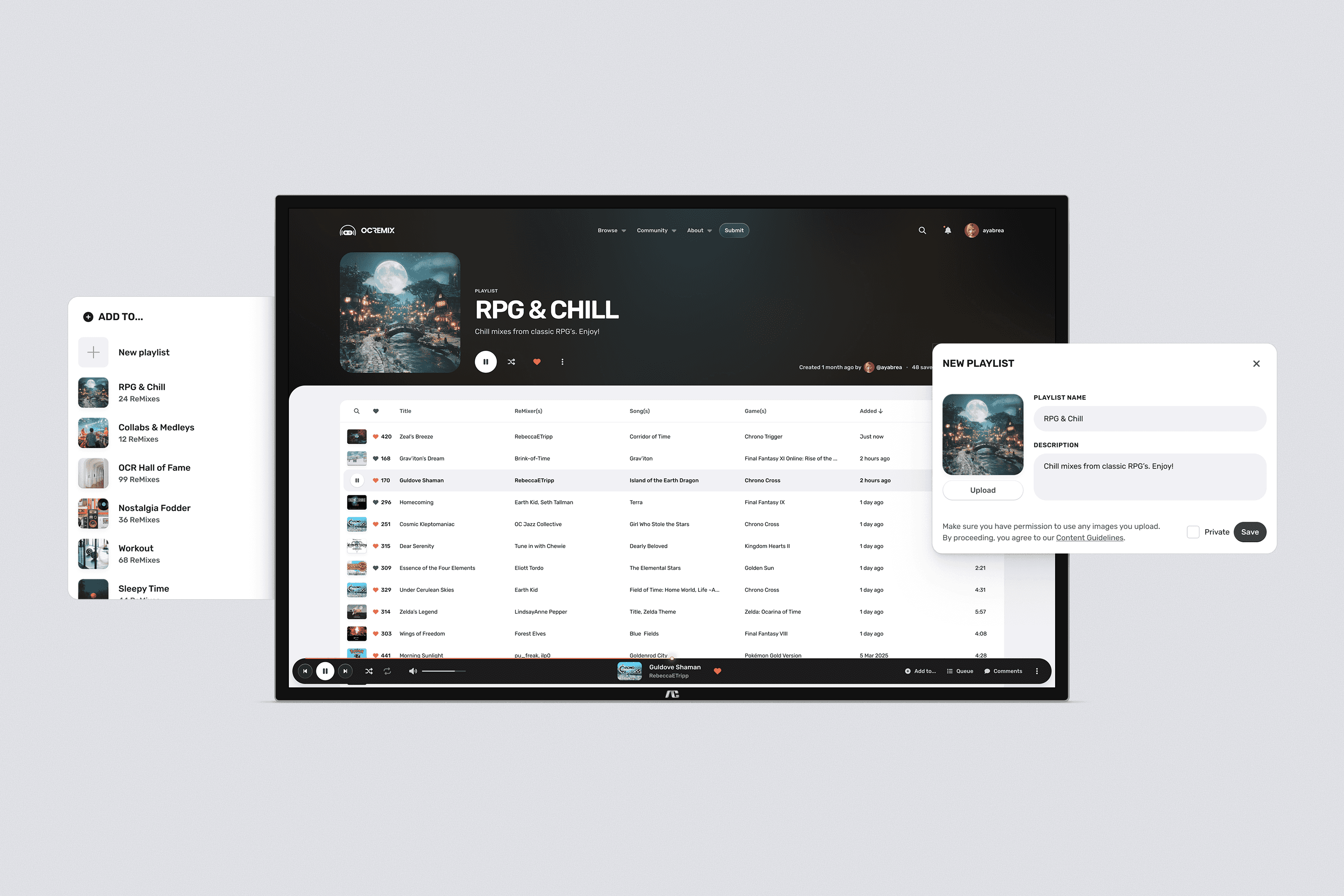 Playlist functionality shown by