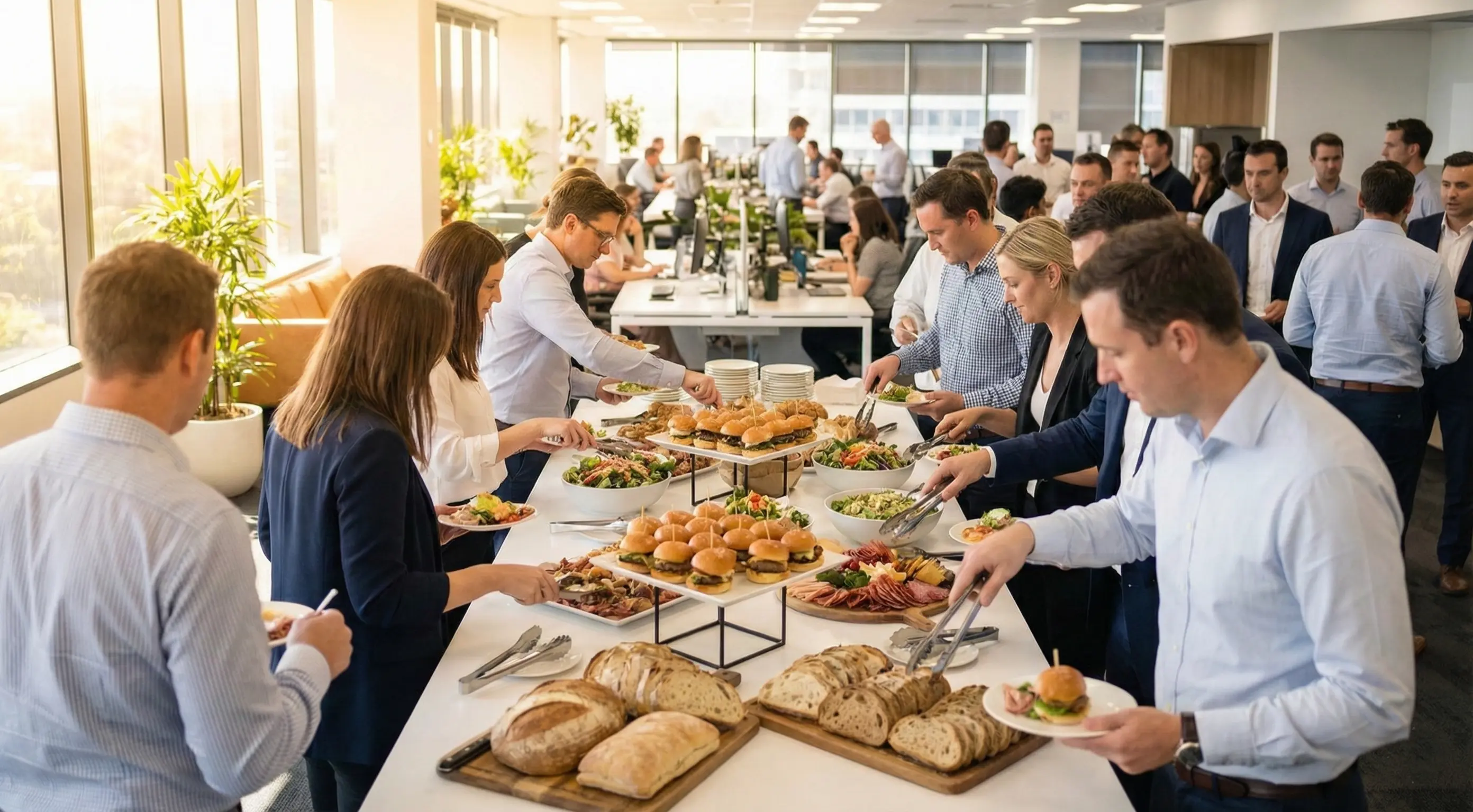 Catering food display representing corporate catering service