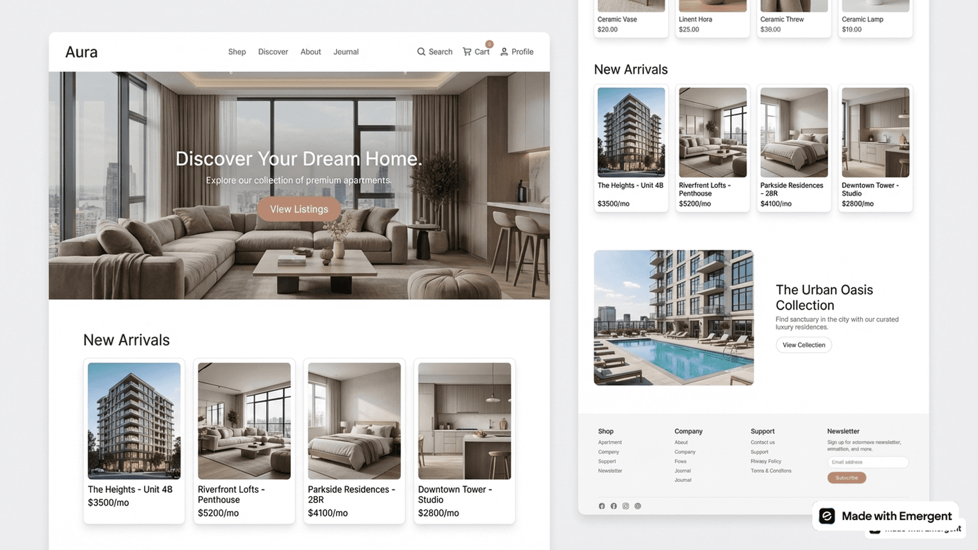 apartment website made with emergent