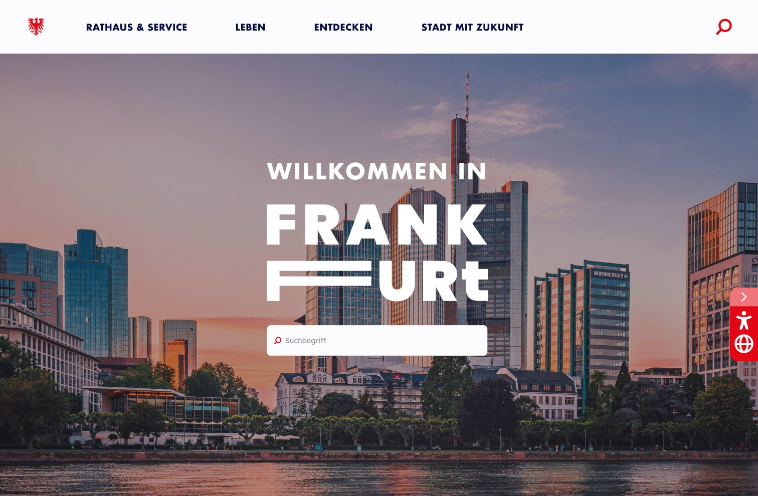 Hero-Section der Home-Seite für die Case-Study frankfurt.de 