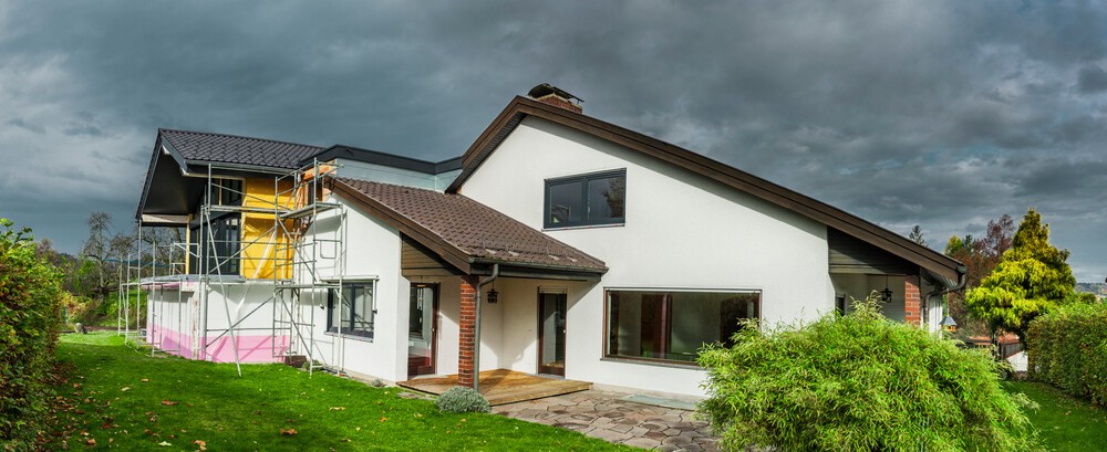 House undergoing wraparound home extension work