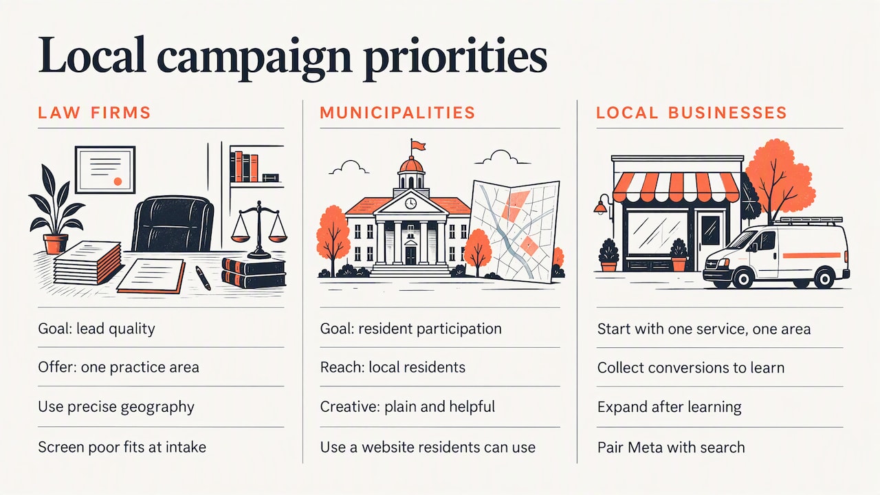 How this looks for law firms, municipalities and local businesses — overview diagram