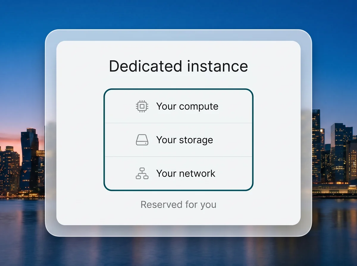 A dedicated instance with its own compute, storage and network, reserved for one customer and operated by Needl.ai