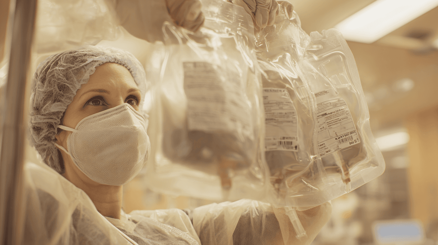 Pharmacien préparant des médicaments en pharmacie hospitalière