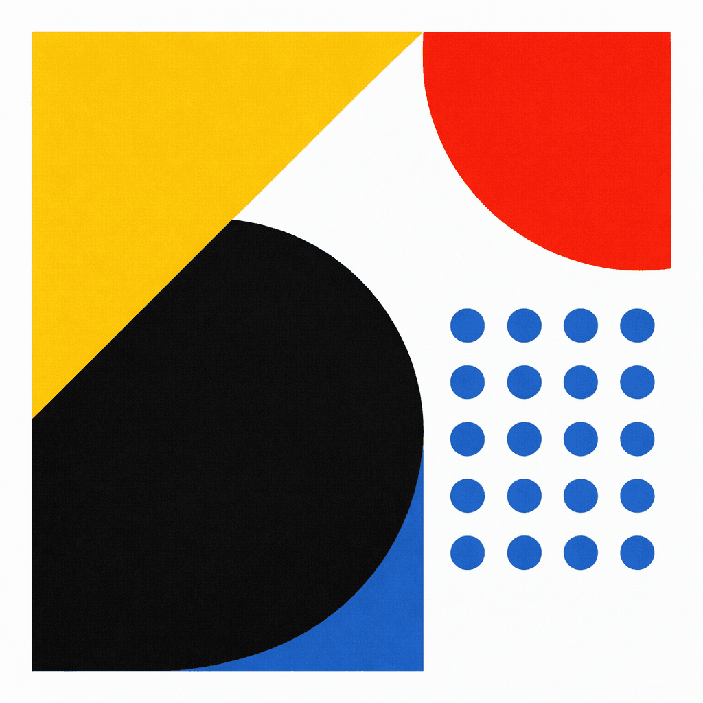 Futuristic black and white robot facing forward on minimal backdrop.