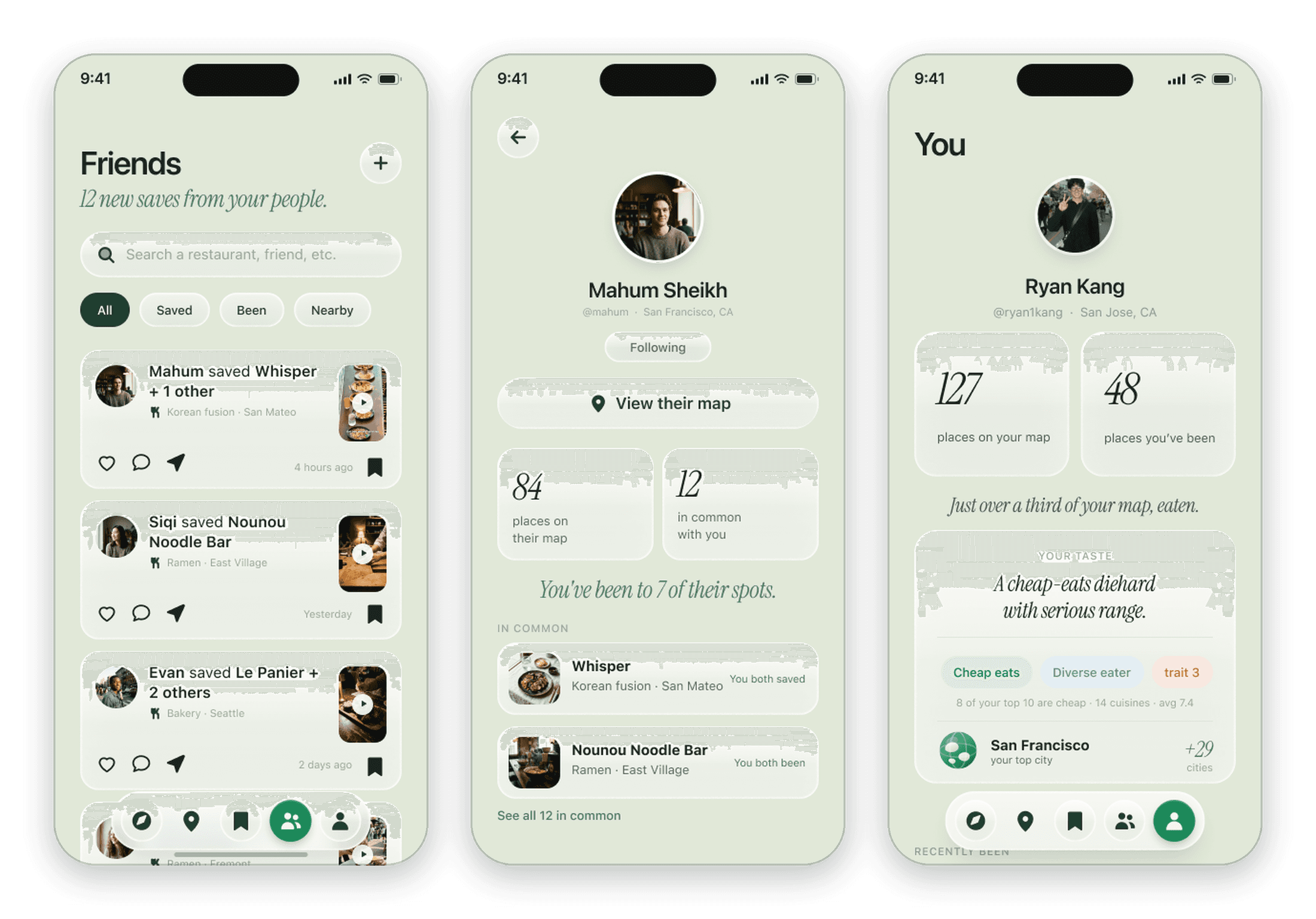 NextBite friends and profile screens cutout