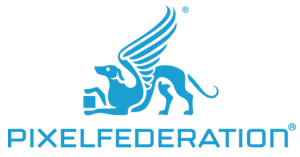 Pixel Federation logo - winged dog design