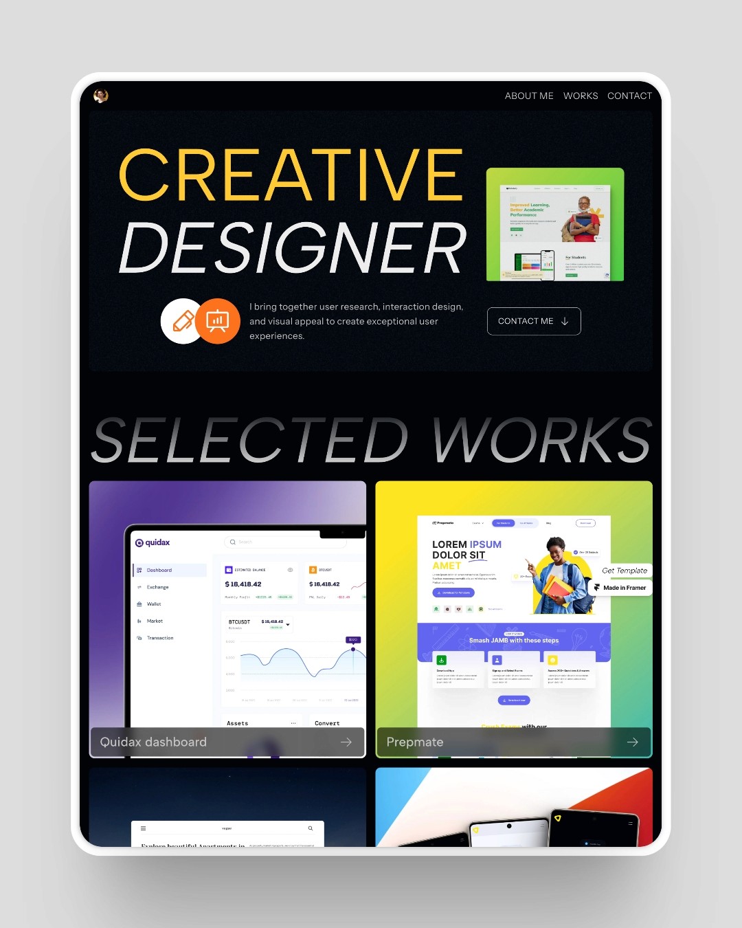 UI/UX Designer Portfolio – Bento Style