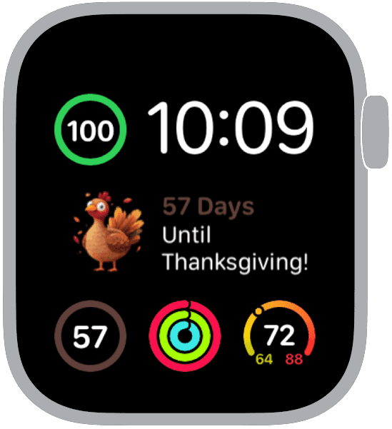 a selection from the thanksgiving widgets apple watch face collection