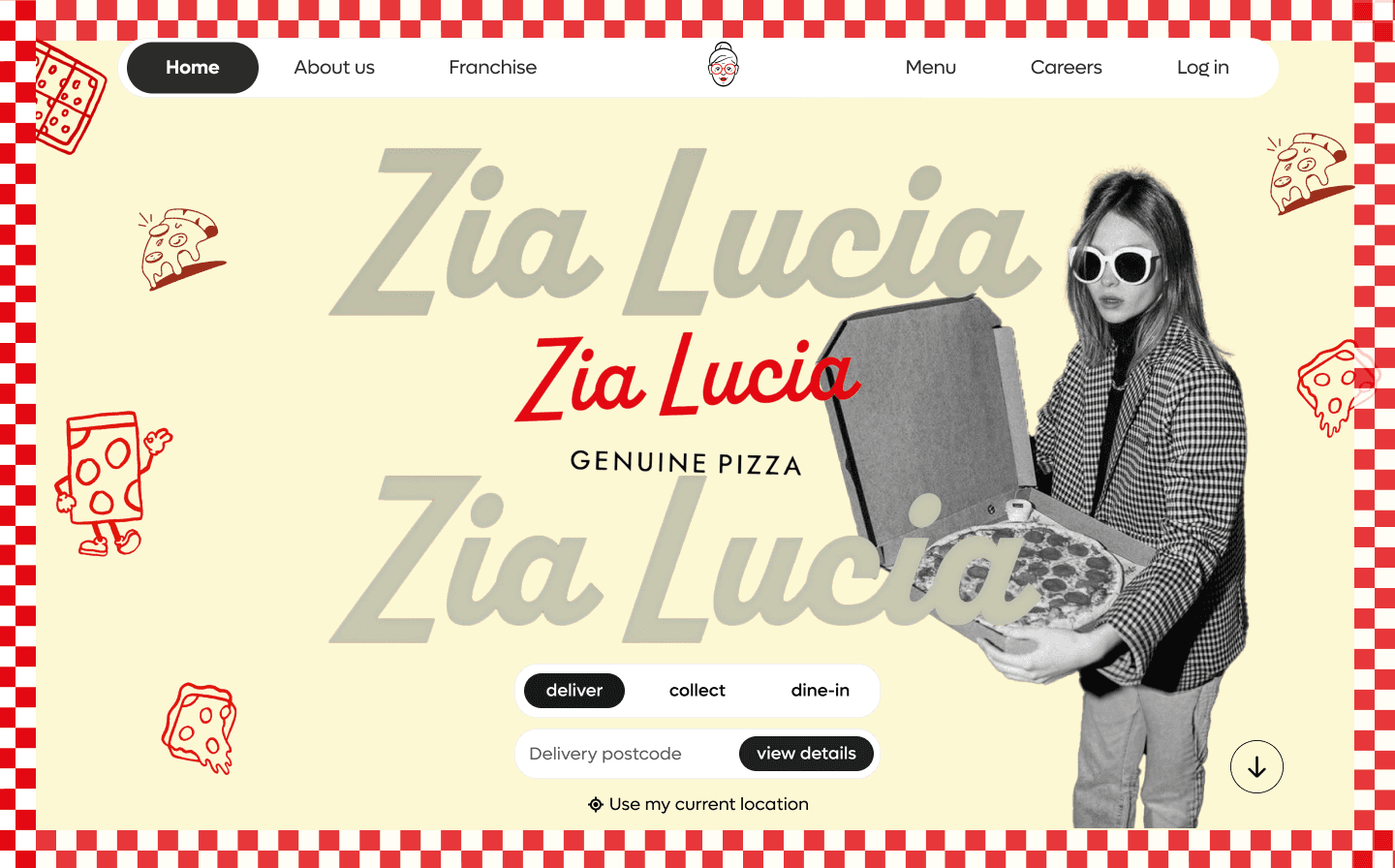 hero section for a website for pizza
