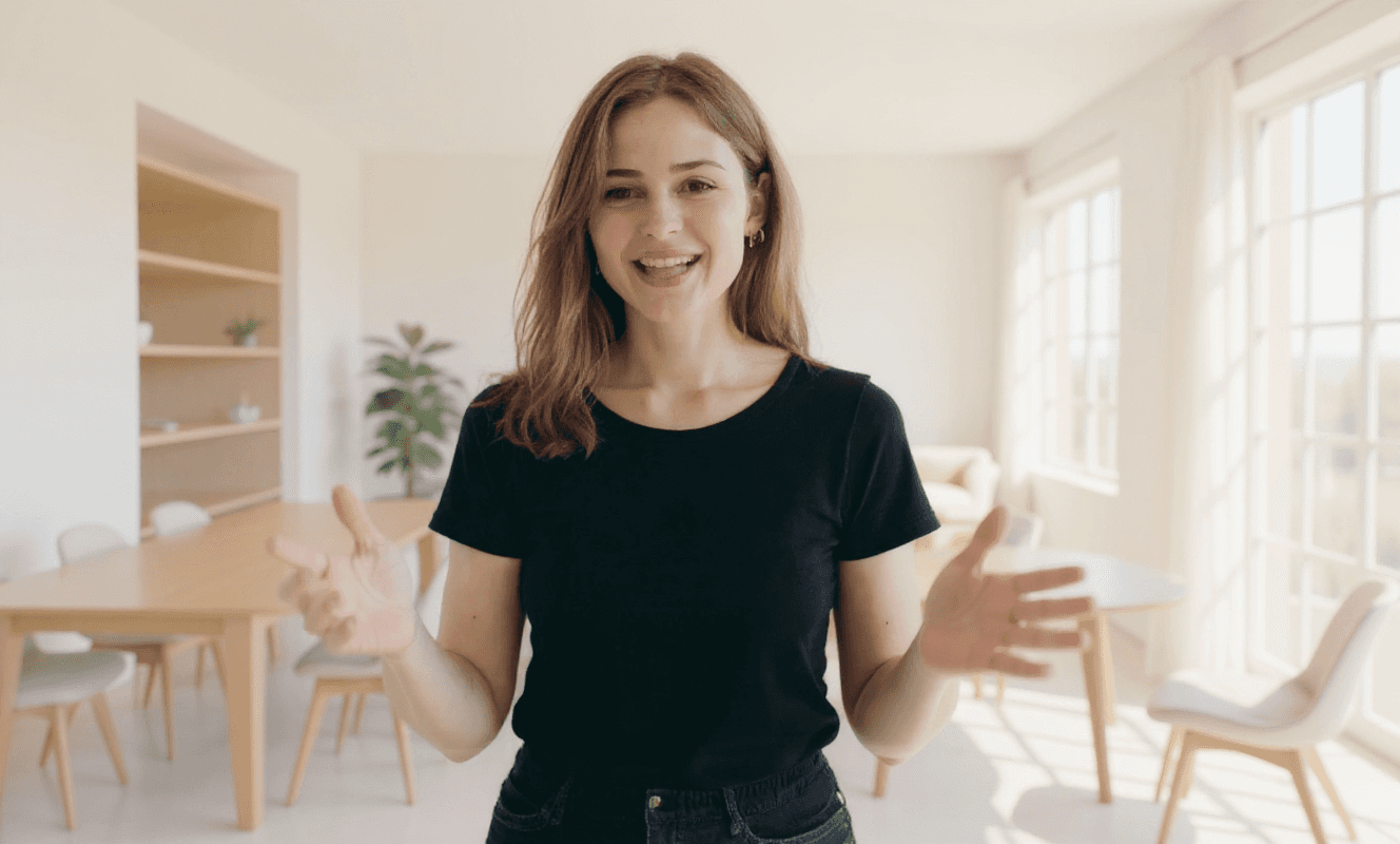 Make the background brighter and airier — add danish-style furniture in the background 
