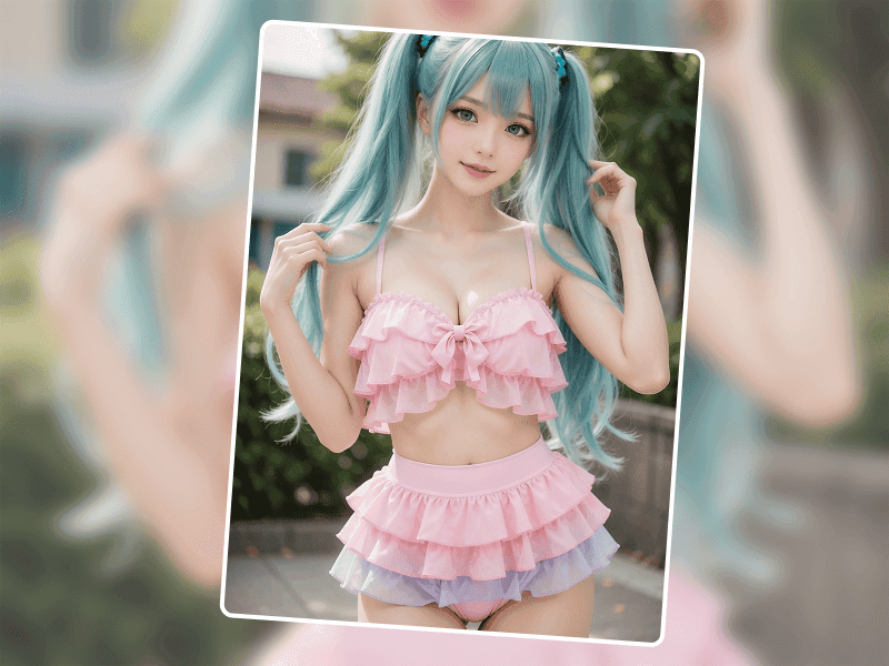 Alici test 4 — kawaii pastel bikini, stylized aesthetic mode