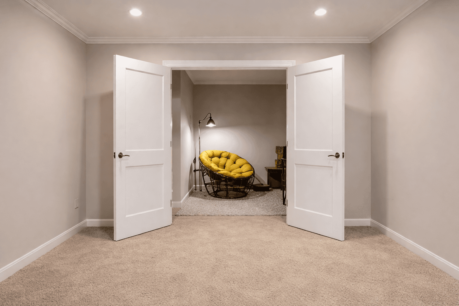 Modern shower and bathtub for a completed bathroom project